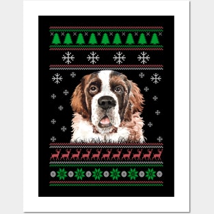 Saint Bernard Ugly Christmas Sweater Funny Dog Lover Owner Gifts Posters and Art